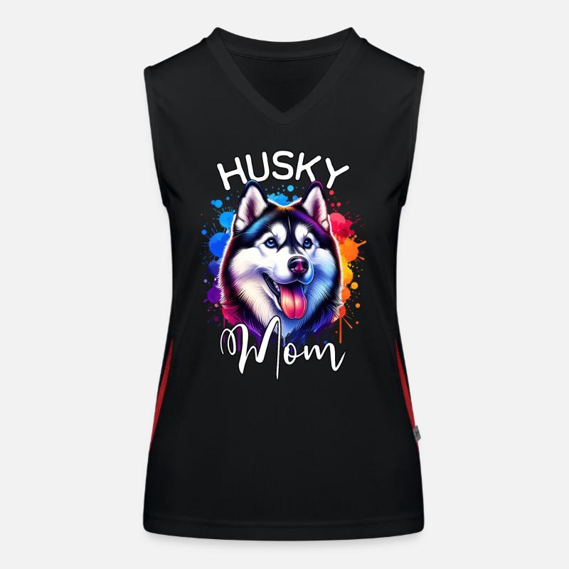 Schlittenhund Mama Husky Funktionelles Kontrast-Tank Top für Frauen