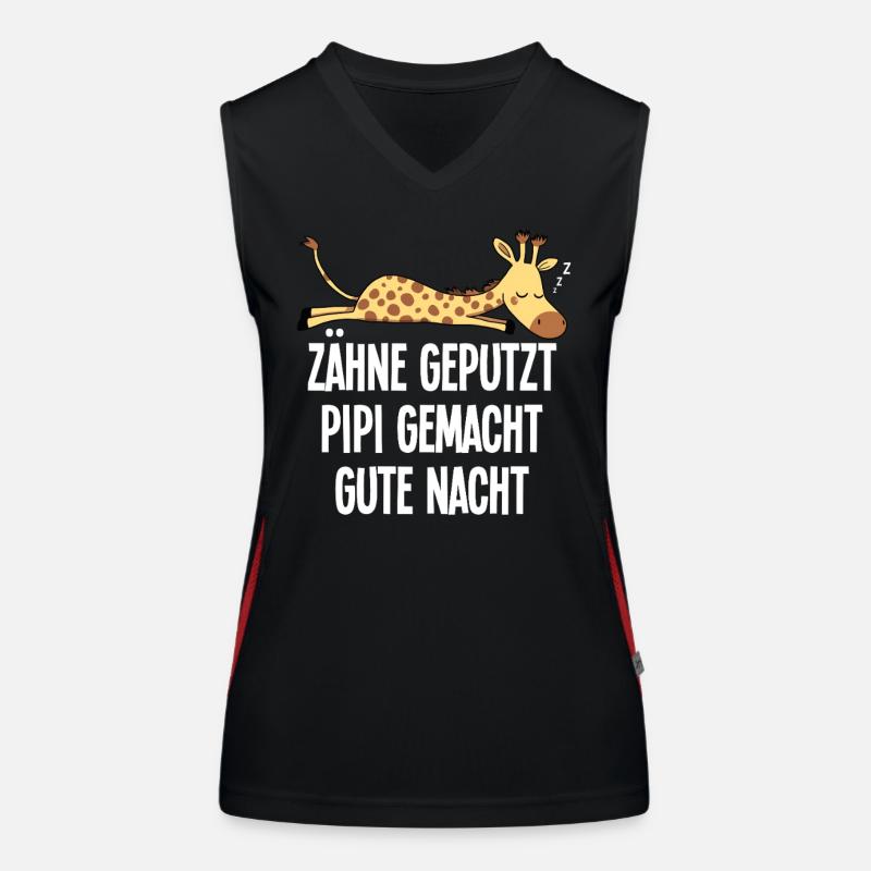 Teeth brushed Good night sleeping giraffe Women's Functional Contrast Tank Top