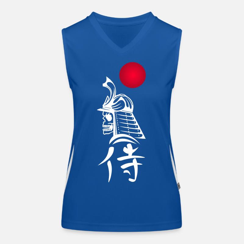 Weißer Samurai und Rote Sonne Funktionelles Kontrast-Tank Top für Frauen