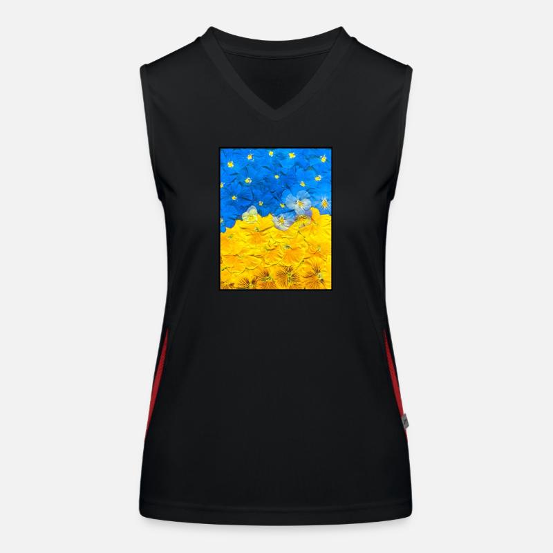 Pensées. Image de fleurs. Drapeau de l’Ukraine. UA Art Débardeur respirant contrasté Femme