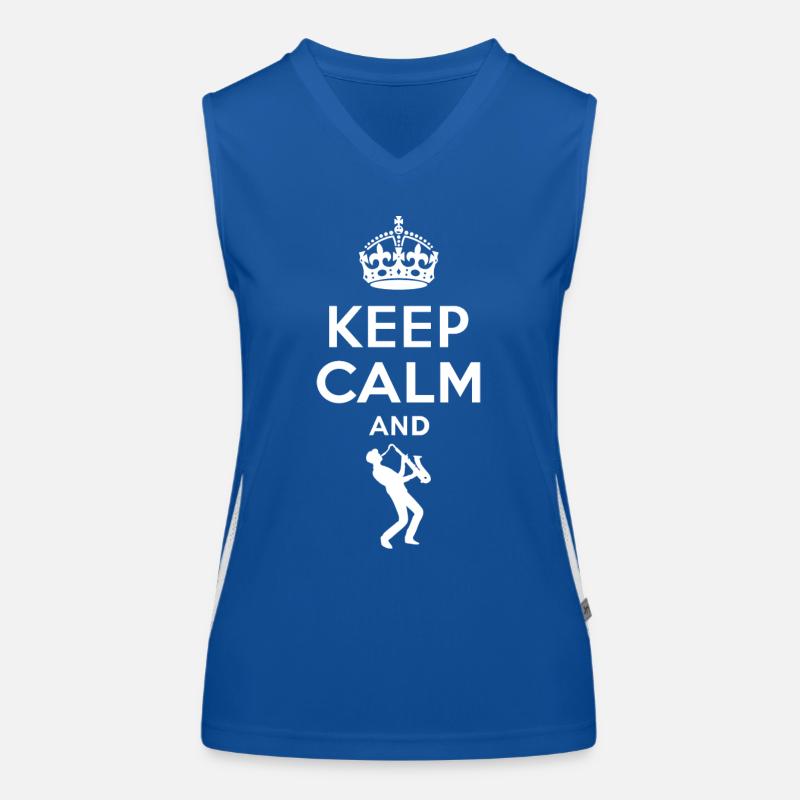 Keep Calm - Saxophon spielen 2 Funktionelles Kontrast-Tank Top für Frauen