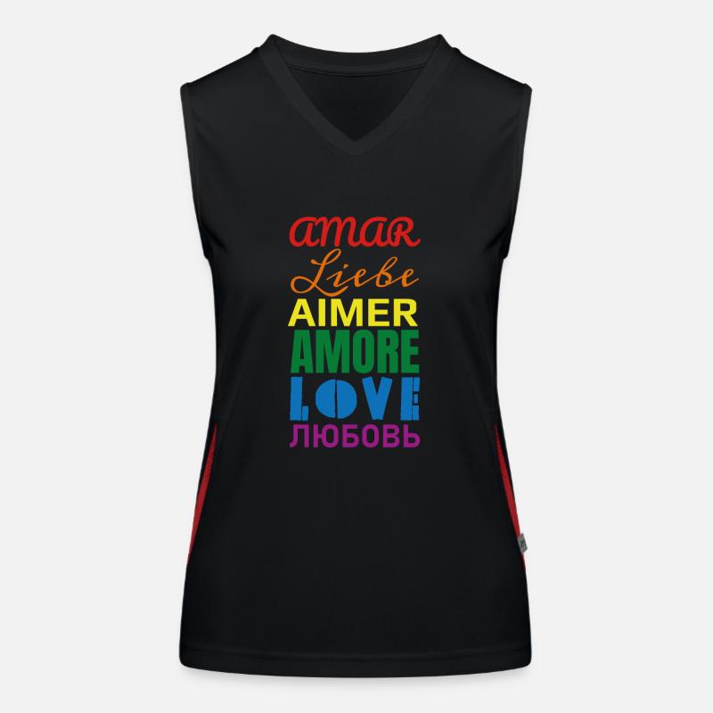 Liebe Regenbogen Sprachen Funktionelles Kontrast-Tank Top für Frauen