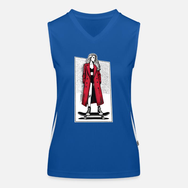 Mädchen auf Skateboard Funktionelles Kontrast-Tank Top für Frauen
