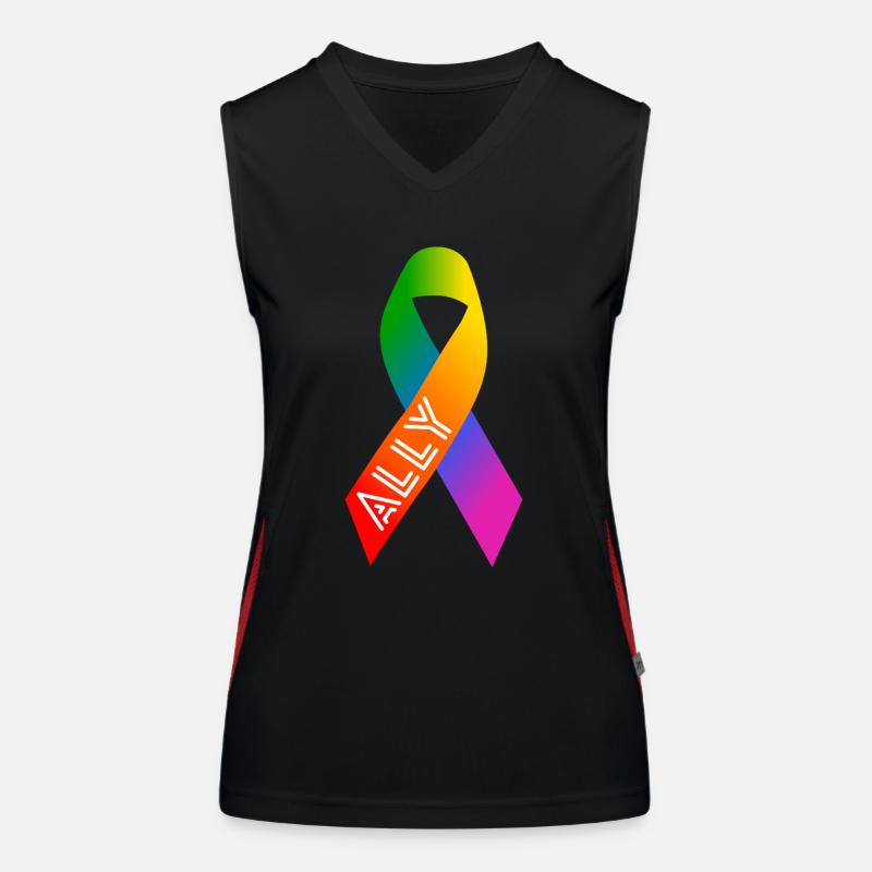 Queer Regenbogen Schleife Friedenszeichen Funktionelles Kontrast-Tank Top für Frauen
