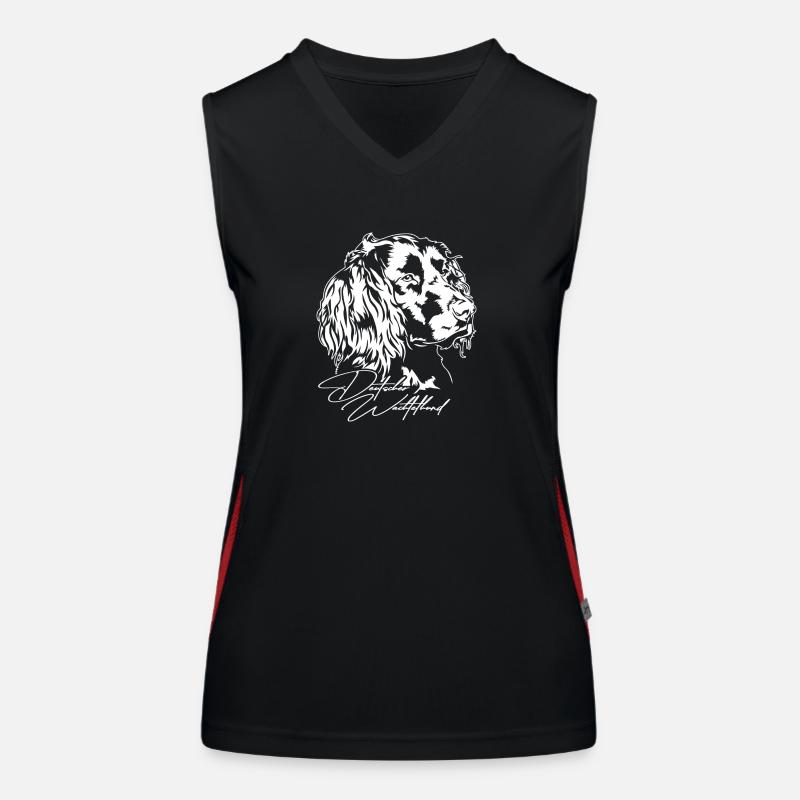 Deutscher Wachtelhund Portrait Jagdhunde Wilsigns Funktionelles Kontrast-Tank Top für Frauen