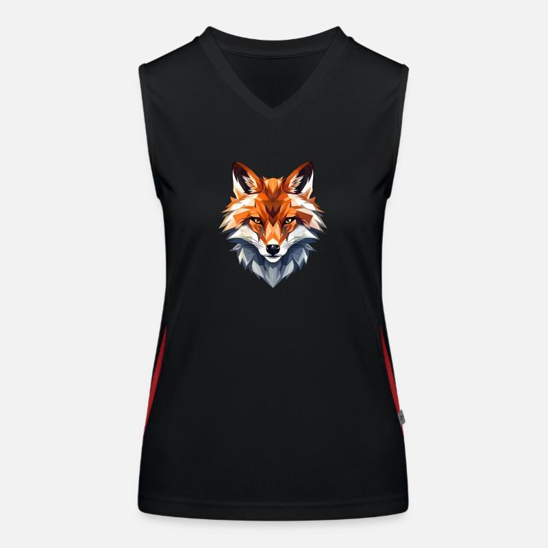 Fox Vector Face - Women's Functional Contrast Tank Top - black/red