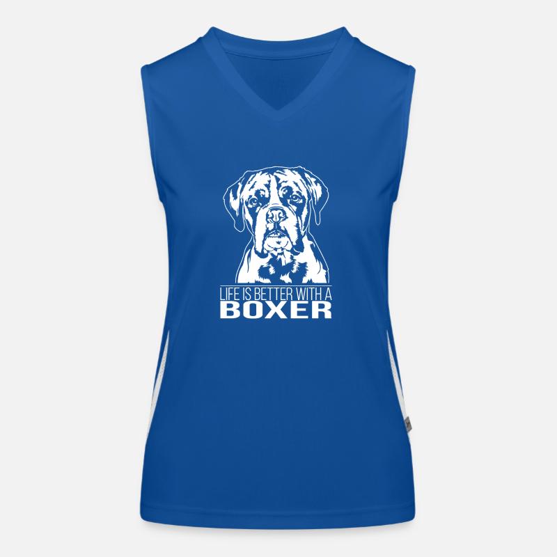 Boxer life is better Hunde Spruch Hund Wilsigns Funktionelles Kontrast-Tank Top für Frauen