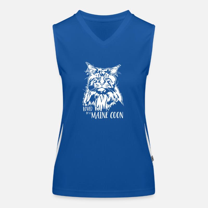Loved by a Maine Coon Katzenspruch Katze Wilsigns Funktionelles Kontrast-Tank Top für Frauen