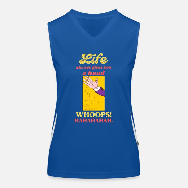 Lustig Sarkastisch Das Leben gibt dir eine Hand Schwarzer Humor Funktionelles Kontrast-Tank Top für Frauen
