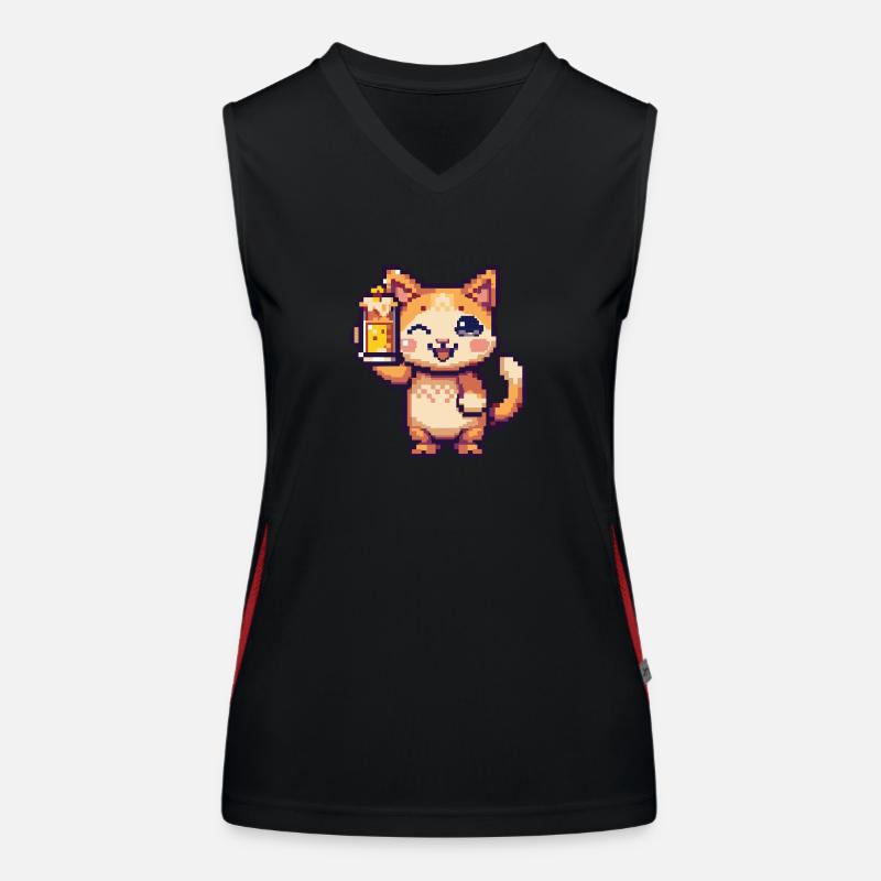 Cat Beer Pixel Women's Functional Contrast Tank Top