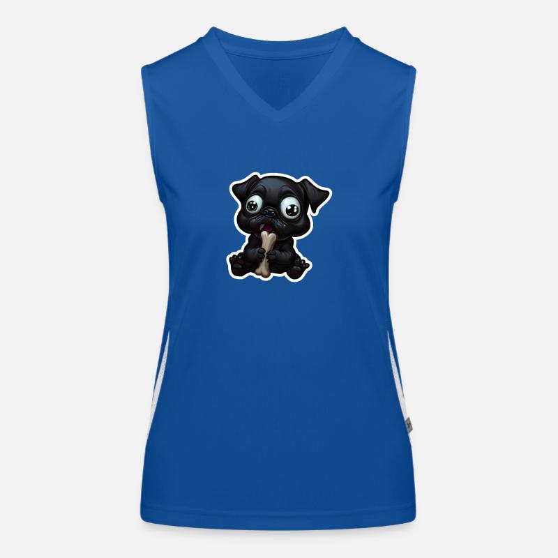 Petit bouledogue noir mangeant un os Débardeur respirant contrasté Femme