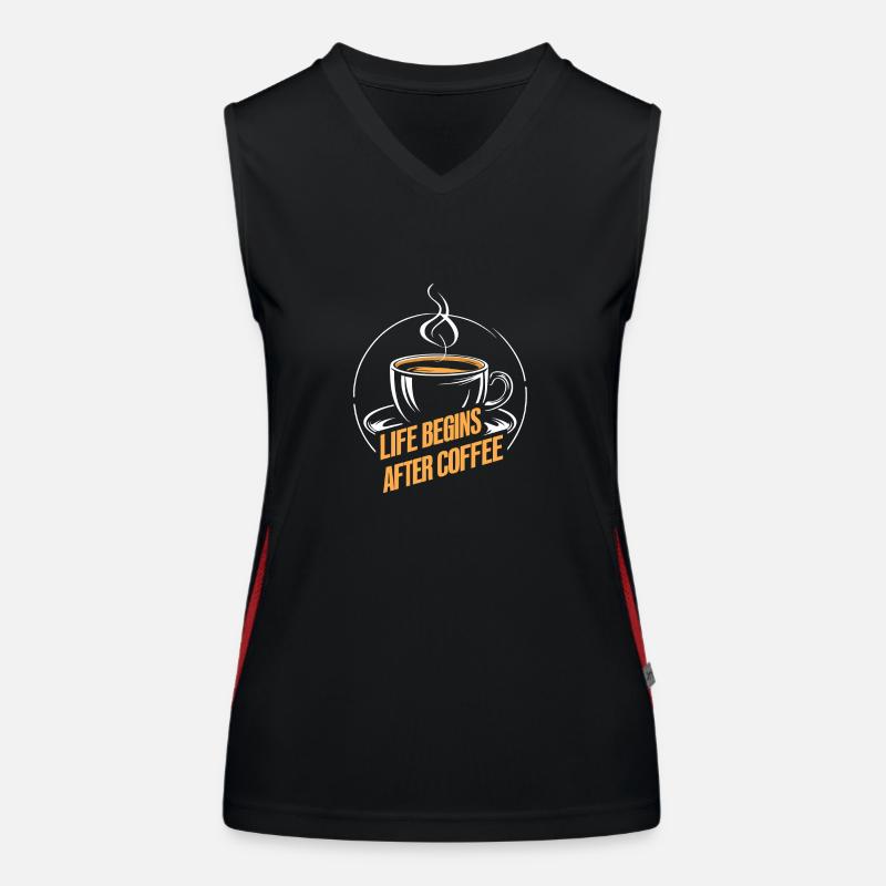 Das Leben beginnt nach dem Kaffee - Kaffeespruch Funktionelles Kontrast-Tank Top für Frauen