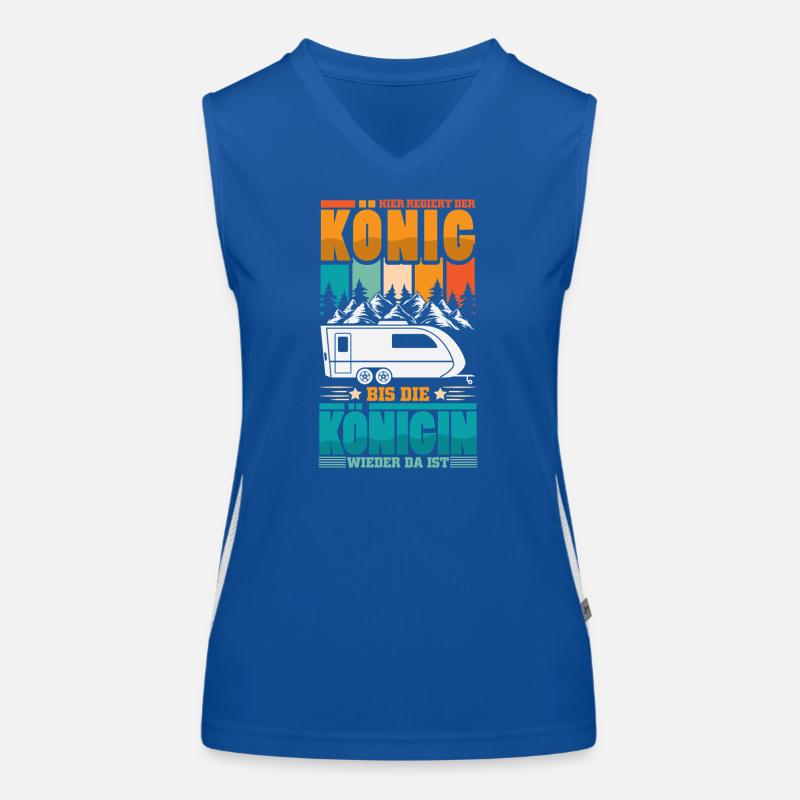 Camper Camping Wohnwagen Spruch Funktionelles Kontrast-Tank Top für Frauen