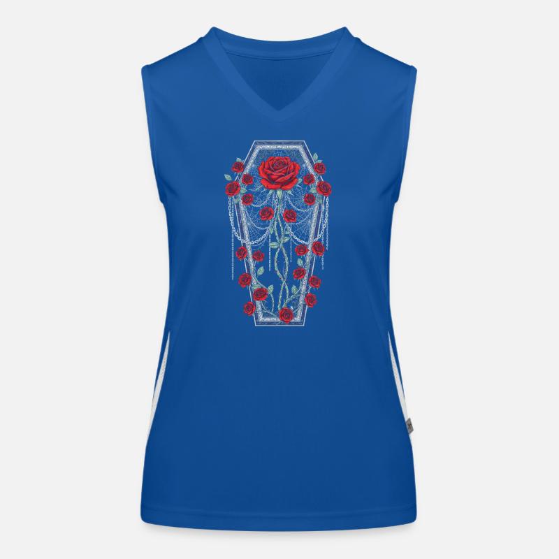 Sarg mit Rosen - Gothic Design Funktionelles Kontrast-Tank Top für Frauen