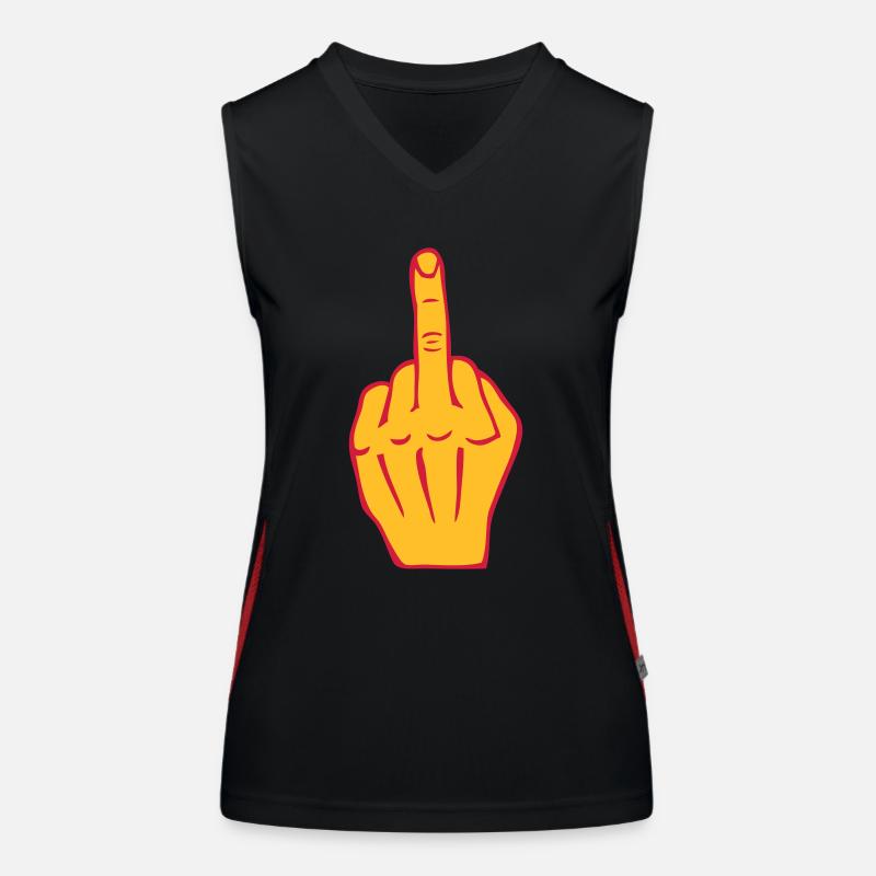 fuck middle finger insult provocation Women's Functional Contrast Tank Top
