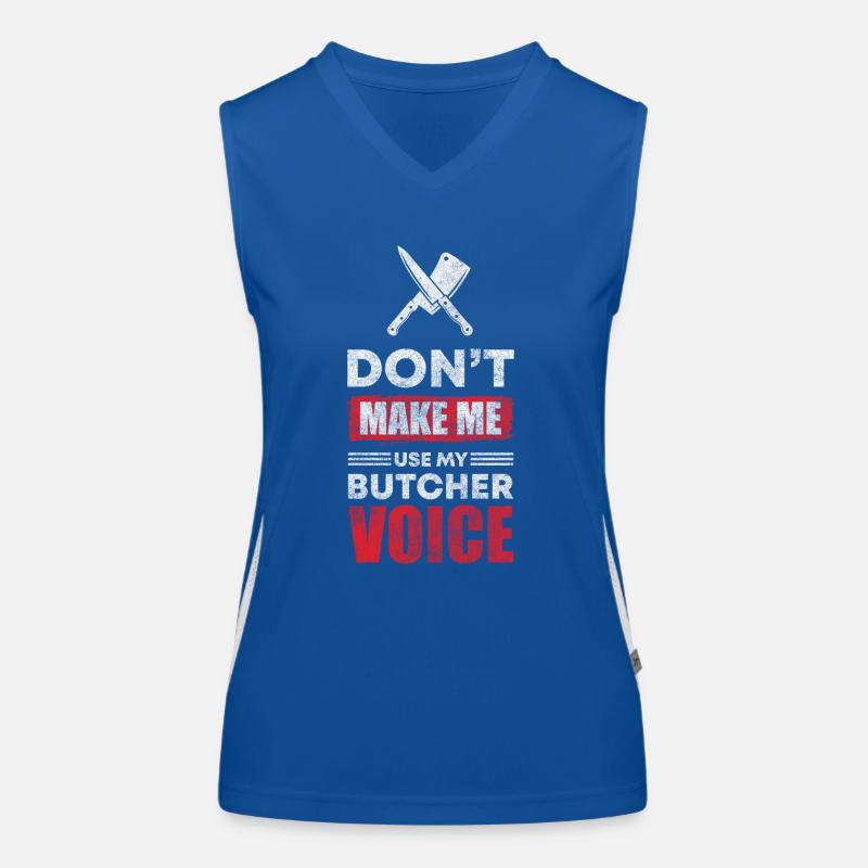 Schlachter Fleischerei Wurst Funktionelles Kontrast-Tank Top für Frauen