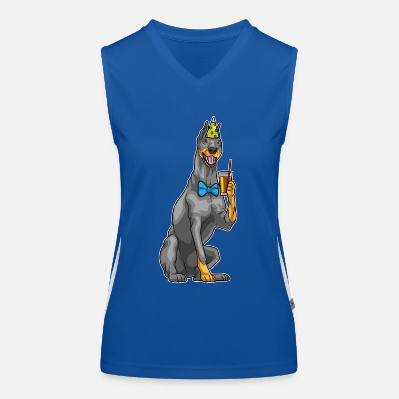Doberman Birthday Juice Women's Functional Contrast Tank Top