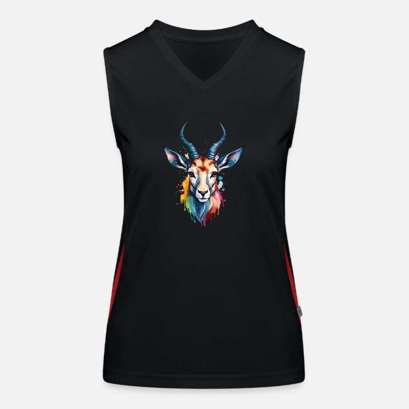 Antilope Bunter Vogel Cooles Aquarell Funktionelles Kontrast-Tank Top für Frauen