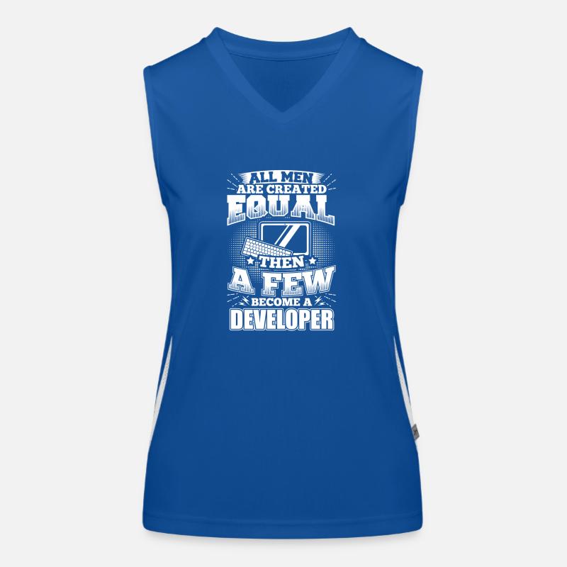 Funny Developer Programmer Shirt All Men Equal Funktionelles Kontrast-Tank Top für Frauen