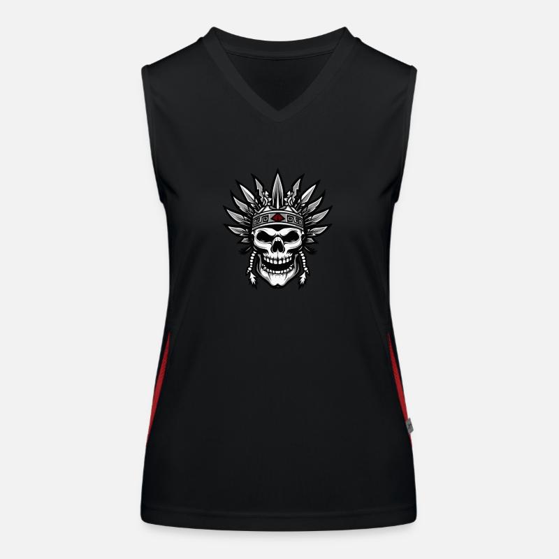 Chief Apache Skull Indian Women's Functional Contrast Tank Top