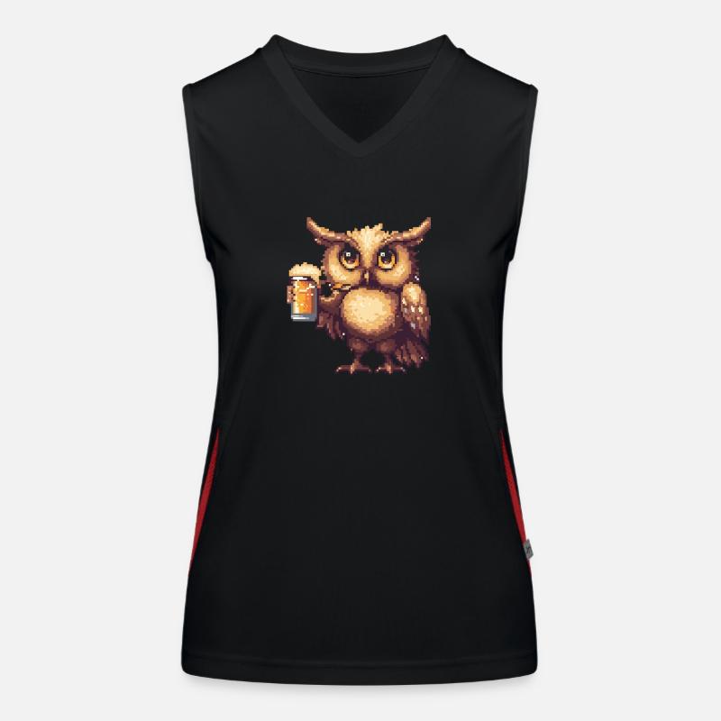 Eule Bier Pixel Funktionelles Kontrast-Tank Top für Frauen