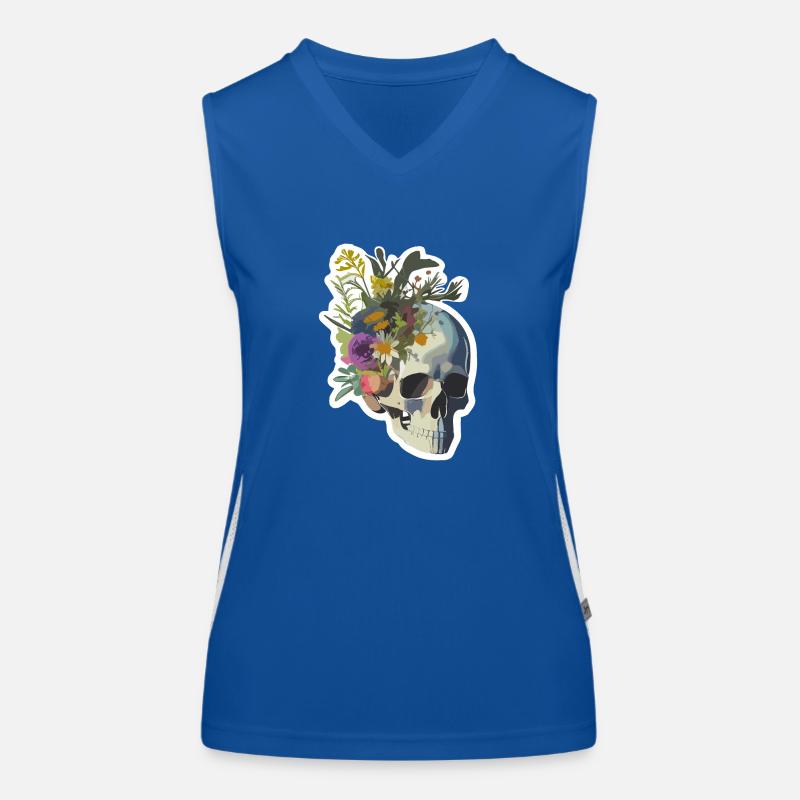 Menschlicher Schädel & Blumen 9 Funktionelles Kontrast-Tank Top für Frauen