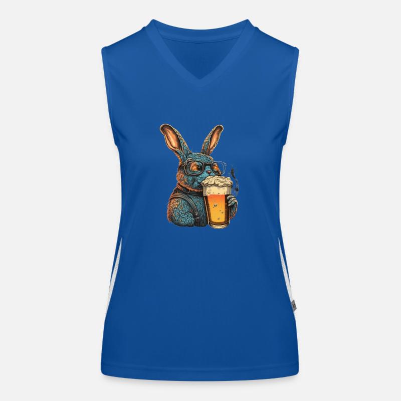 Cooler Hase mit Bier Funktionelles Kontrast-Tank Top für Frauen