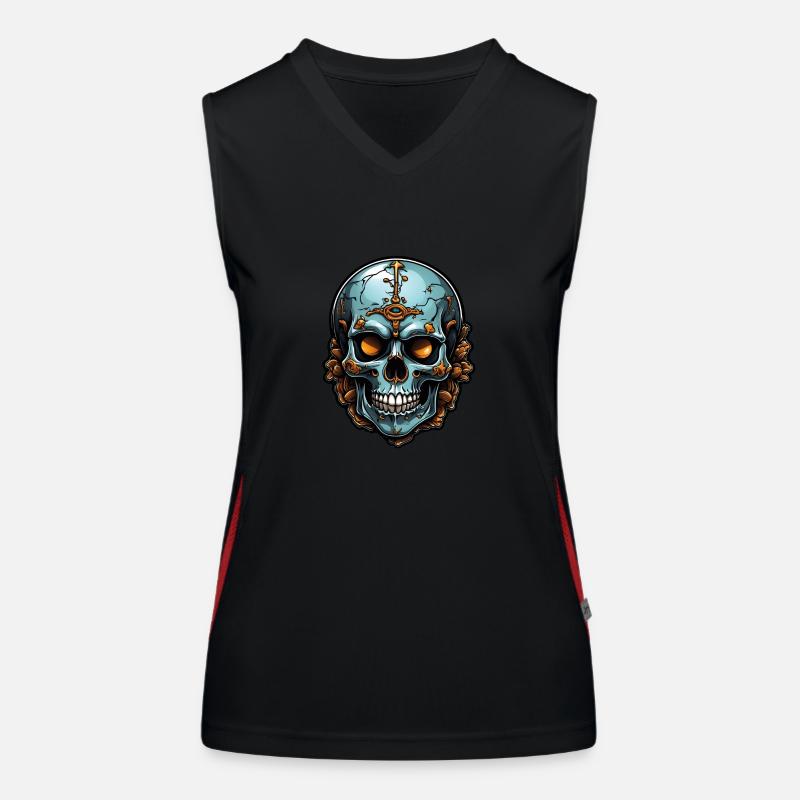 Decorative colorful skull with decoration Women's Functional Contrast Tank Top