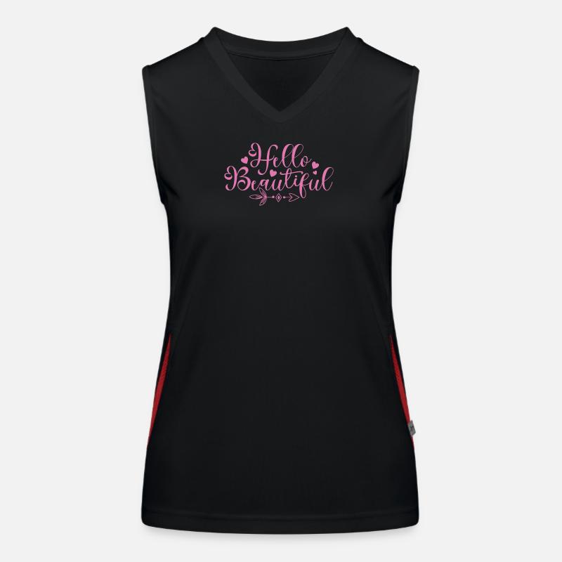 Hello Beautiful Script Hearts Women's Functional Contrast Tank Top
