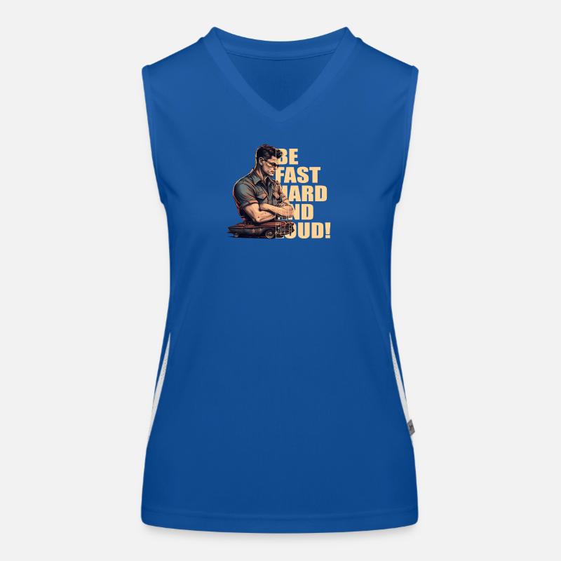 Mechaniker mit Oldtimer Funktionelles Kontrast-Tank Top für Frauen