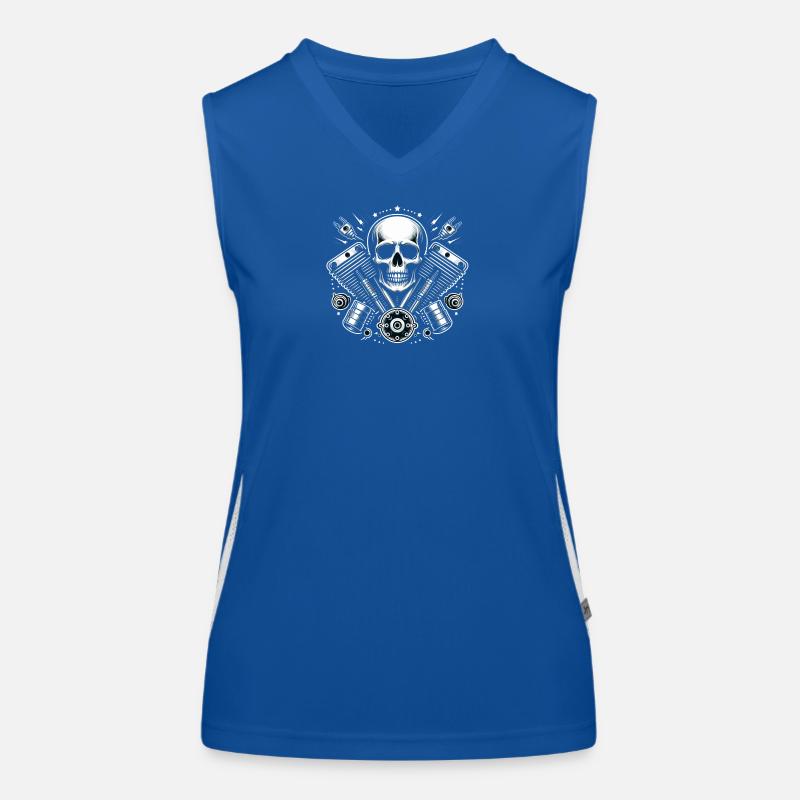 Biker Skull Design 2 Women's Functional Contrast Tank Top