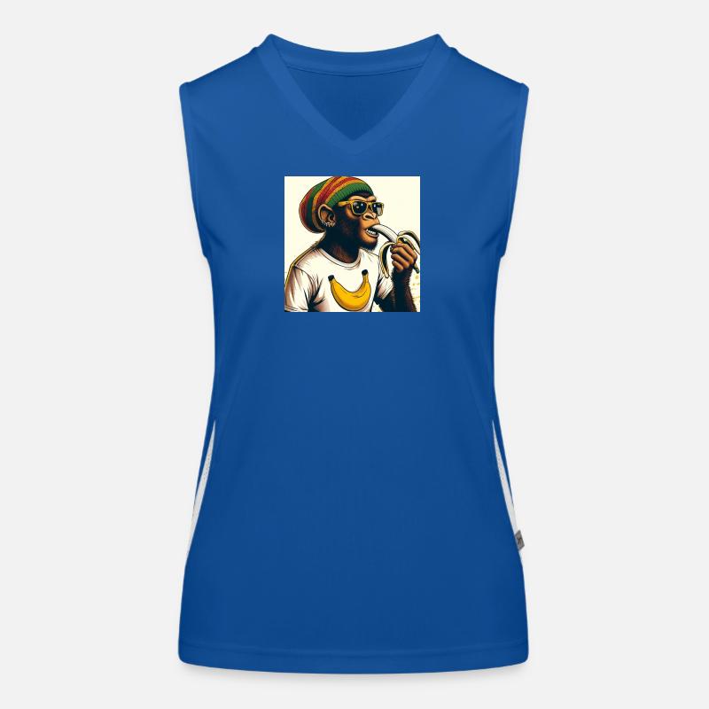Cooler Affe isst Banane Funktionelles Kontrast-Tank Top für Frauen