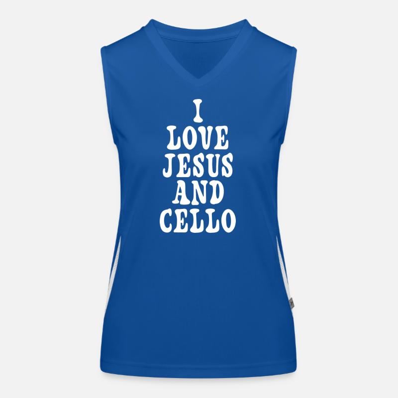 Ich liebe Jesus und Cello Funktionelles Kontrast-Tank Top für Frauen