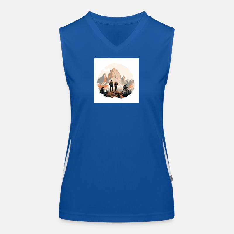 Wanderer vor Alpenlandschaft Funktionelles Kontrast-Tank Top für Frauen