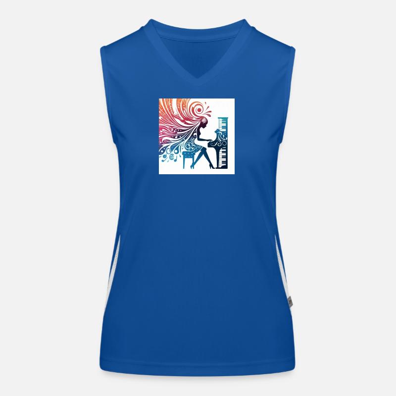 Frau am Klavier – Abstrakte Musikkunst Funktionelles Kontrast-Tank Top für Frauen