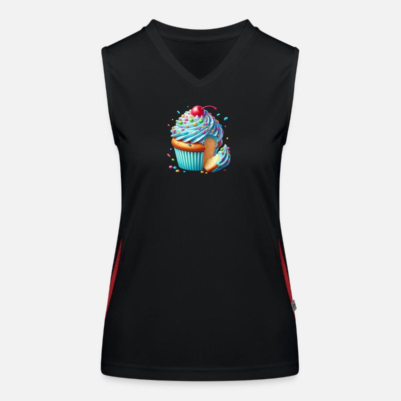 Blauer Cupcake mit bunten Streuseln Funktionelles Kontrast-Tank Top für Frauen