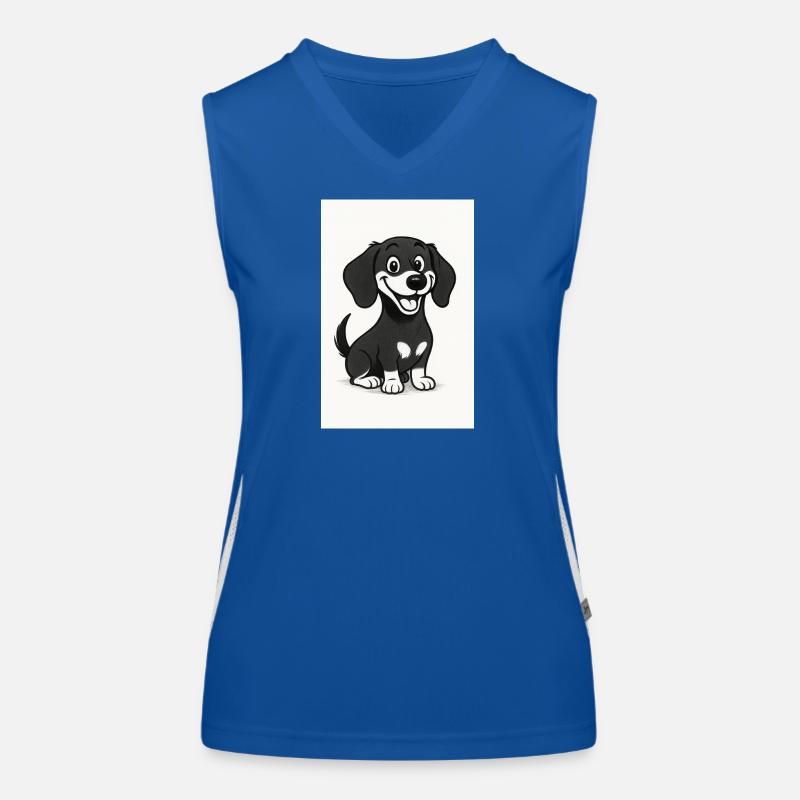 Teckel heureux noir et blanc Débardeur respirant contrasté Femme