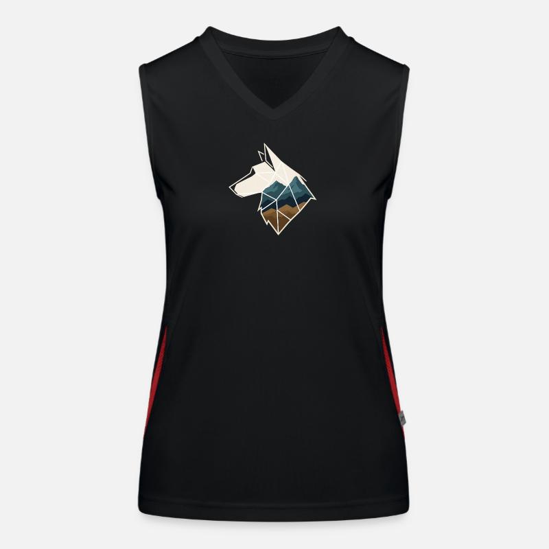 Geometric Wolf - Women's Functional Contrast Tank Top - black/red