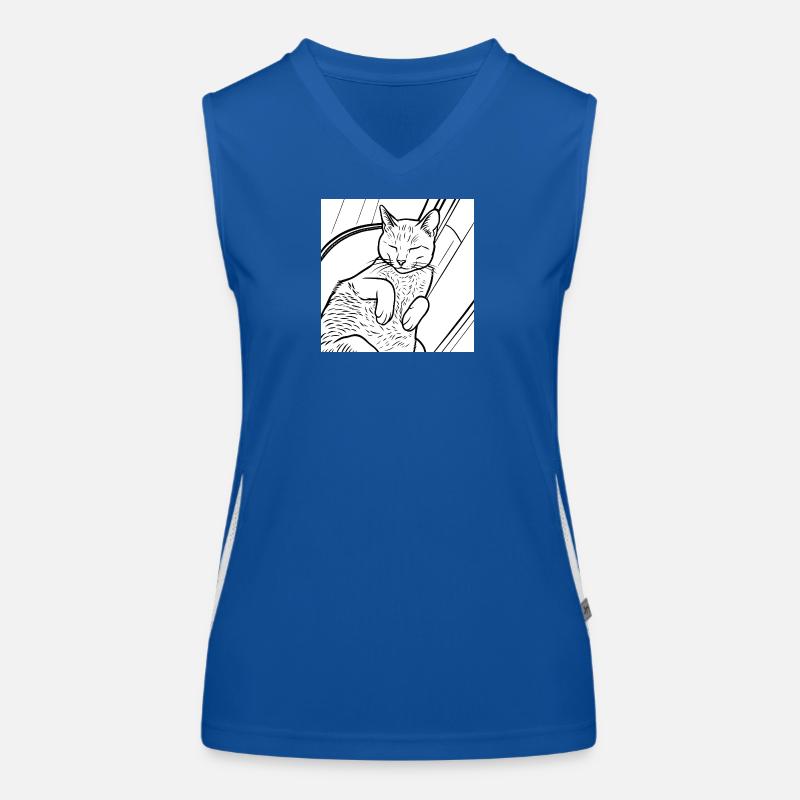 Sleeping Cat Line Art Women's Functional Contrast Tank Top