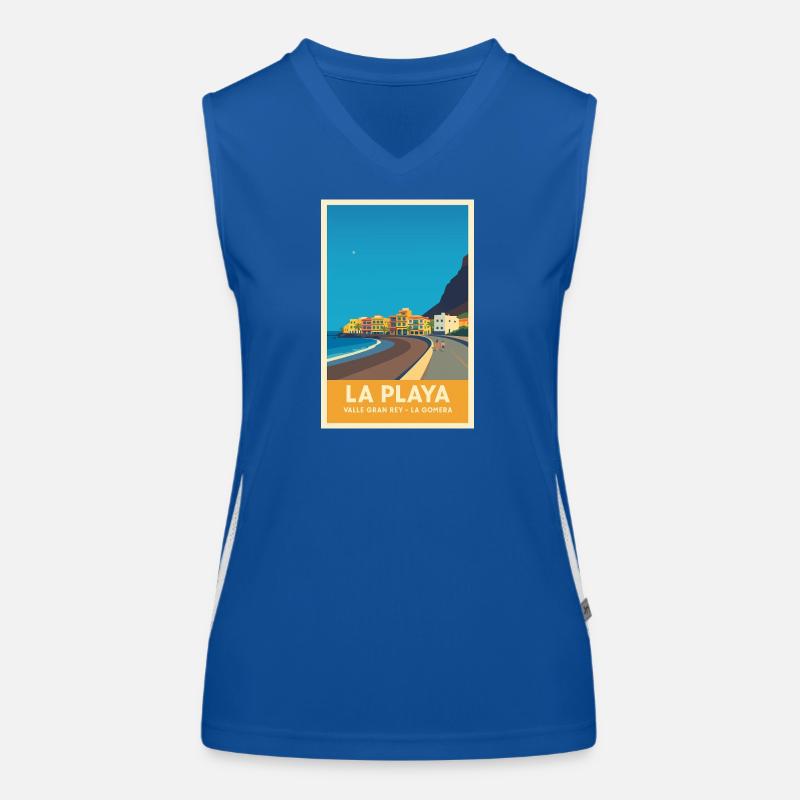 La Playa Poster Valle Gran Rey Funktionelles Kontrast-Tank Top für Frauen