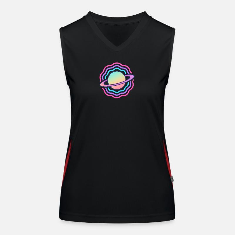 Cosmic Planet Stylized Galactic Sphere Women's Functional Contrast Tank Top
