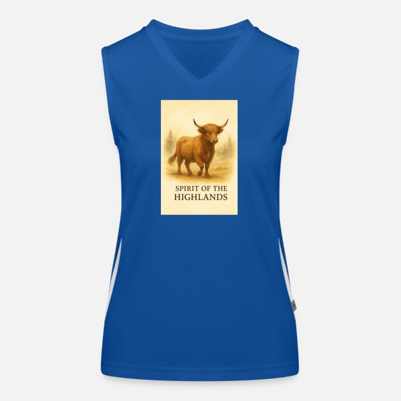 Der Geist der Highlands-Kuh Funktionelles Kontrast-Tank Top für Frauen