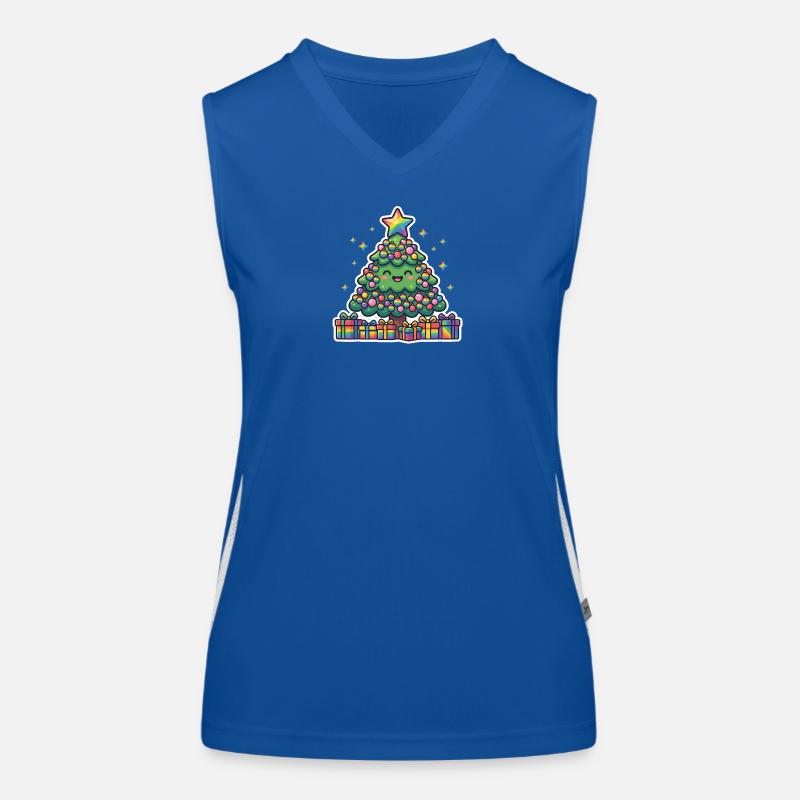 Fröhlicher Regenbogen-Weihnachtsbaum niedlich Funktionelles Kontrast-Tank Top für Frauen