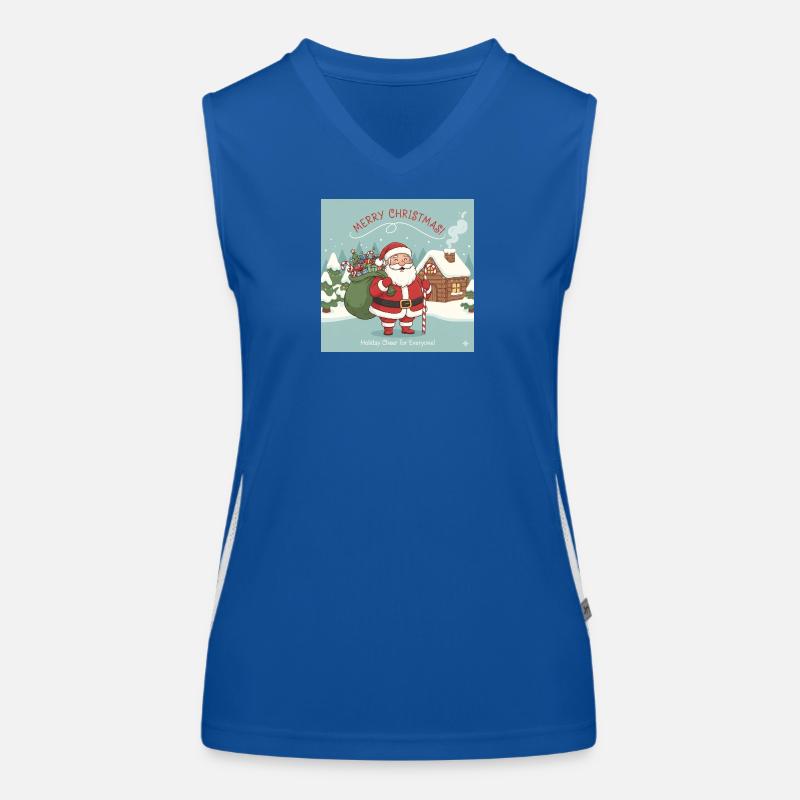 Christmas Santa with sack and candy cane Women's Functional Contrast Tank Top