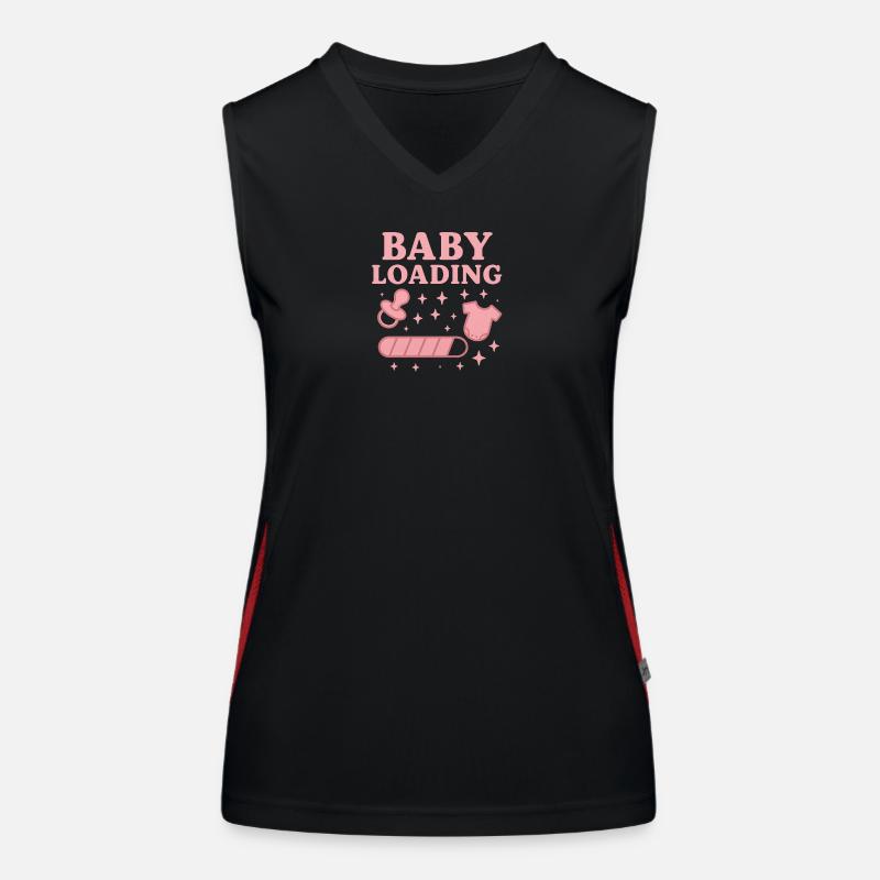 Baby Loading Grafik – Schnuller & Windel Sterne Funktionelles Kontrast-Tank Top für Frauen