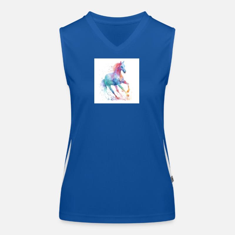 Regenbogen-Aquarellpferd Funktionelles Kontrast-Tank Top für Frauen