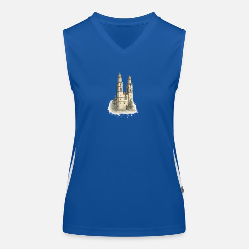 Watercolor cathedral with two towers Women's Functional Contrast Tank Top
