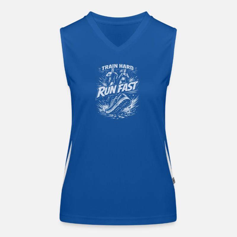 Train Hard Run Fast – Power Laufdesign Funktionelles Kontrast-Tank Top für Frauen