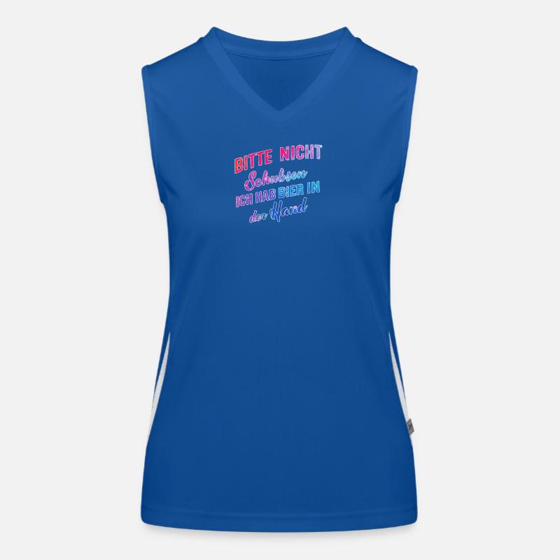 Bitte nicht schubsen ich habe Bier in der Hand Funktionelles Kontrast-Tank Top für Frauen
