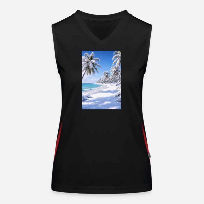 Paysage de plage tropicale hivernale Débardeur respirant contrasté Femme